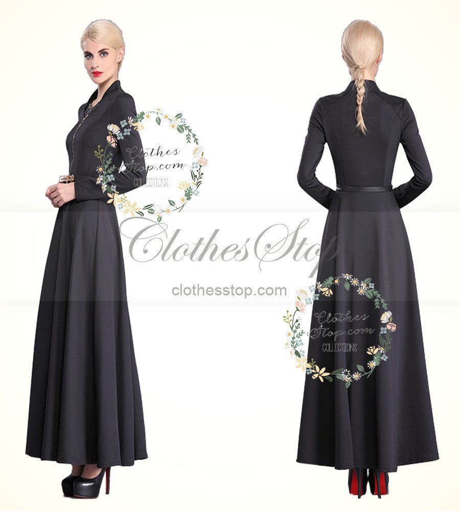 Winter Black Maxi Dress in Vintage ...